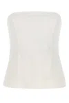Co Strapless Stretch-crepe Bustier Top In White