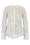 Co Poplin Shirt With Long Sleeves And Peplum Hem In White