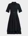 Co Short-sleeve Belted A-line Dress