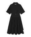 Co Short Sleeve Belted Dress In Tton Poplin In Black