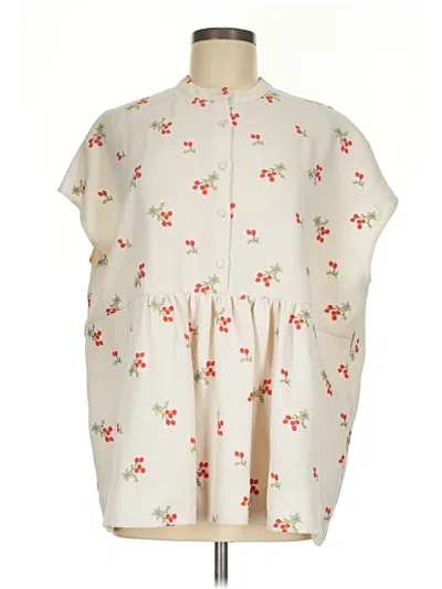 Pre-owned Co Short Sleeve Blouse In Ivory