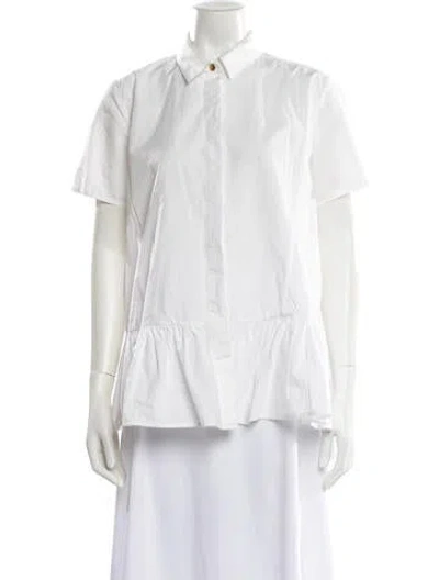Pre-owned Co Short Sleeve Blouse In White