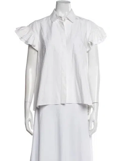 Pre-owned Co Short Sleeve Blouse In White