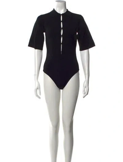 Pre-owned Co Short Sleeve Bodysuit In Black