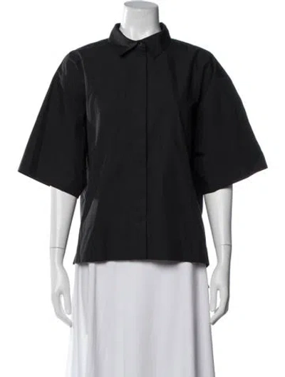 Pre-owned Co Short Sleeve Button-up Top In Black