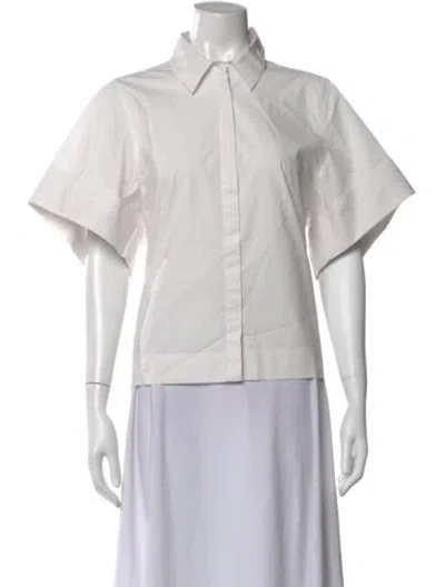 Pre-owned Co Short Sleeve Button-up Top In Neutral
