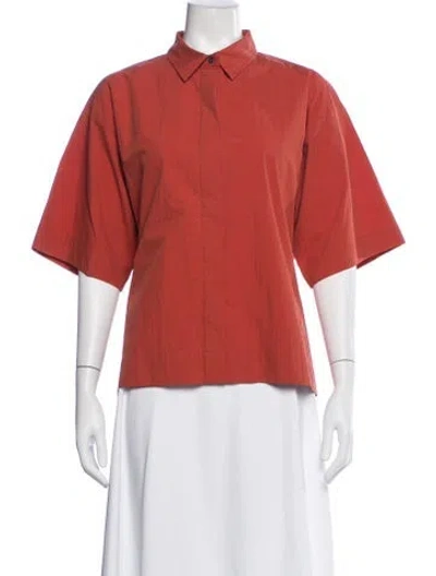 Pre-owned Co Short Sleeve Button-up Top In Orange