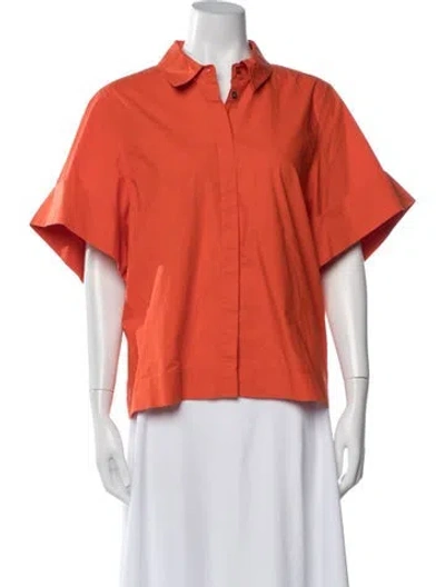 Pre-owned Co Short Sleeve Button-up Top In Orange