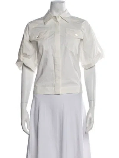 Pre-owned Co Short Sleeve Button-up Top W/ Tags In Neutral