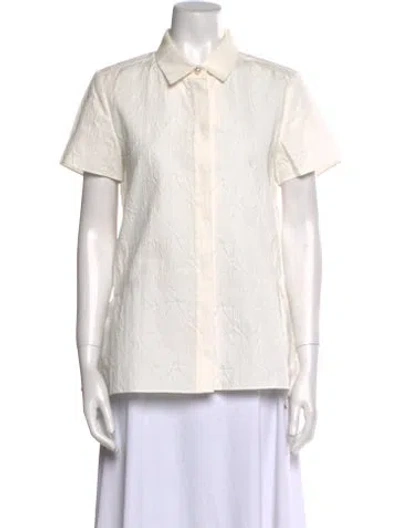 Pre-owned Co Short Sleeve Button-up Top In White