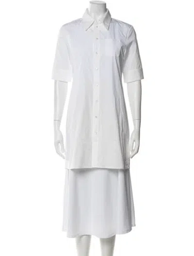 Pre-owned Co Short Sleeve Button-up Top In White
