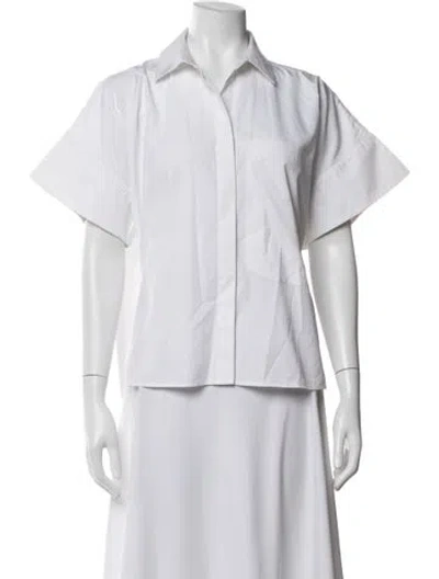 Pre-owned Co Short Sleeve Button-up Top In White