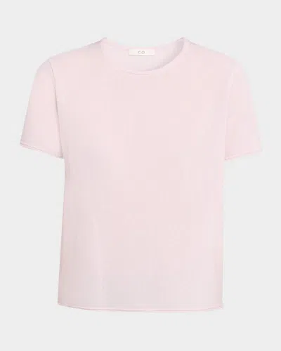 Co Short-sleeve Cashmere T-shirt Sweater In Pink