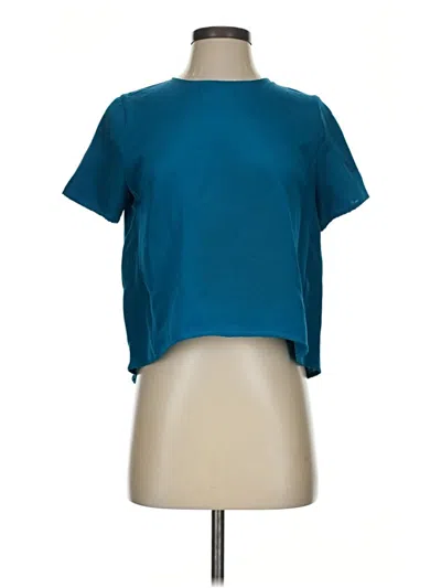 Pre-owned Co Short Sleeve Top Teal Keyhole Neckline Tops