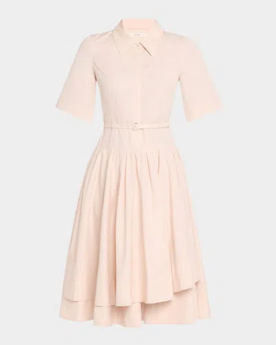 Co Short-sleeve Belted A-line Dress In Animal Print