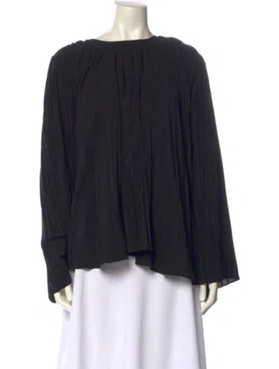 Pre-owned Co Silk Bateau Neckline Blouse In Blue