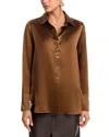 Co Silk Button Down Shirt In Brown