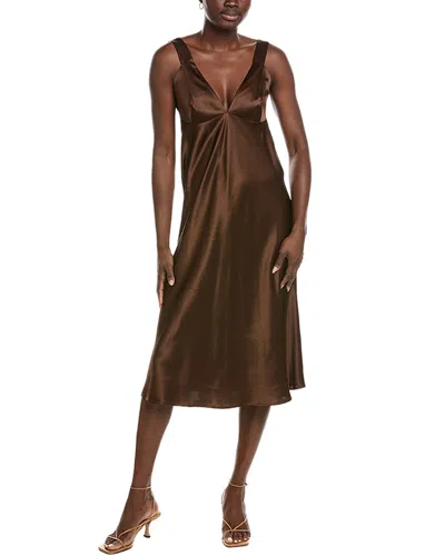 Co Silk Charmeuse Slip Dress In Brown