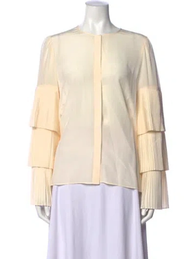 Pre-owned Co Silk Crew Neck Blouse In Neutrals