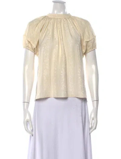 Pre-owned Co Silk Crew Neck Blouse In Neutrals