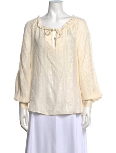 Pre-owned Co Silk Floral Print Blouse In Neutrals