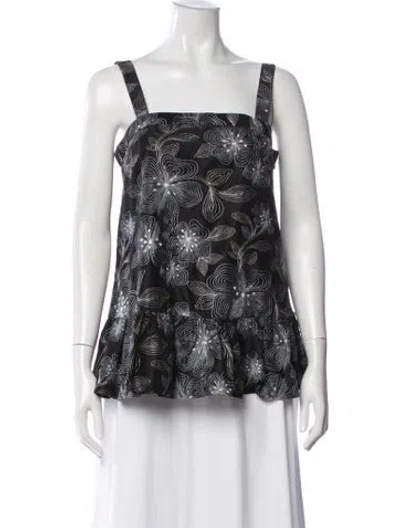 Pre-owned Co Silk Floral Print Top In White