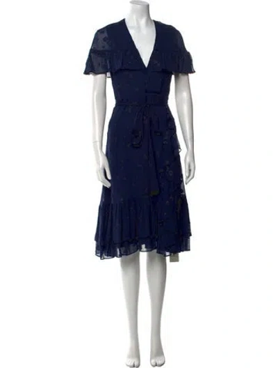 Pre-owned Co Silk Knee-length Dress In Blue