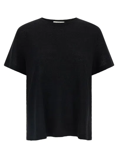Co Silk Linen Knit T-shirt In Black