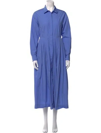 Pre-owned Co Silk Long Dress In Blue