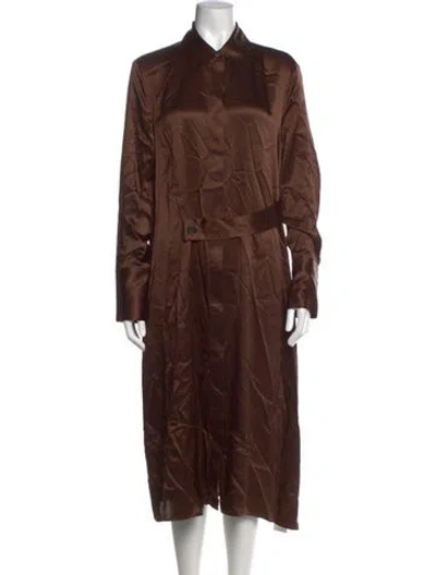 Pre-owned Co Silk Long Dress In Brown