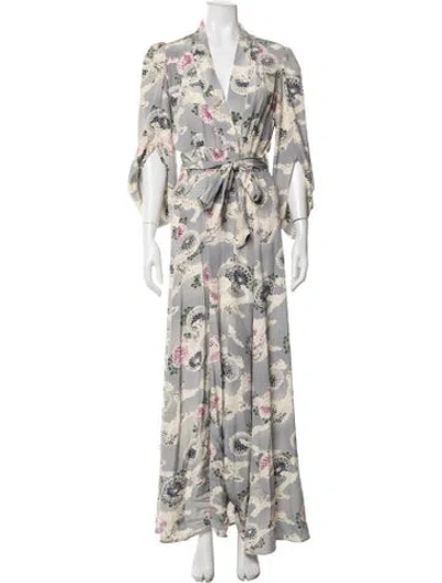 Pre-owned Co Silk Long Dress In Grey/neutrals