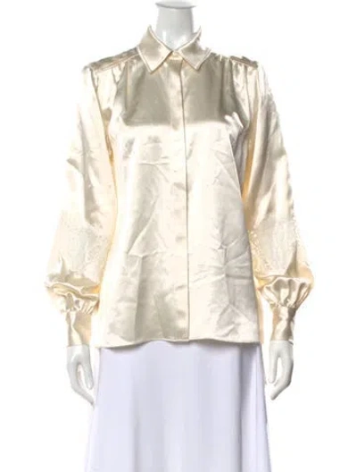 Pre-owned Co Silk Long Sleeve Blouse In Neutral