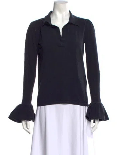 Pre-owned Co Silk Long Sleeve Top In Blue