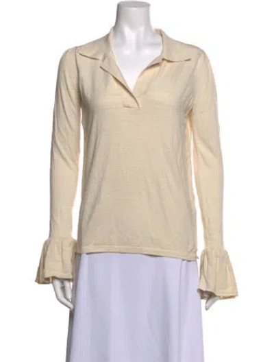 Pre-owned Co Silk Long Sleeve Top In Neutrals