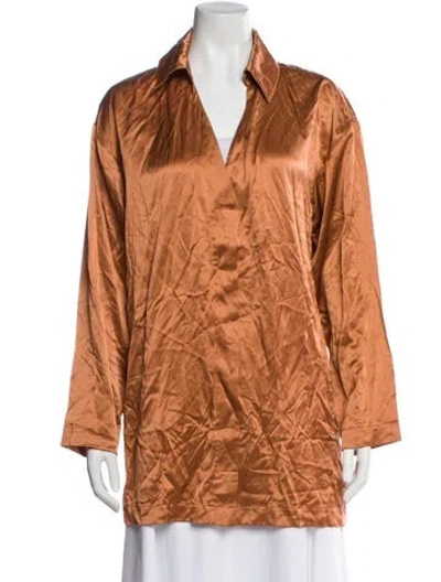 Pre-owned Co Silk Long Sleeve Top In Orange