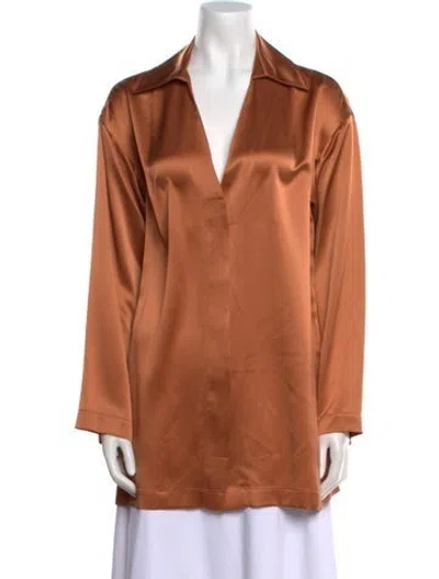 Pre-owned Co Silk Long Sleeve Tunic In Neutral