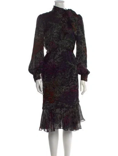 Pre-owned Co Silk Midi Length Dress In Black