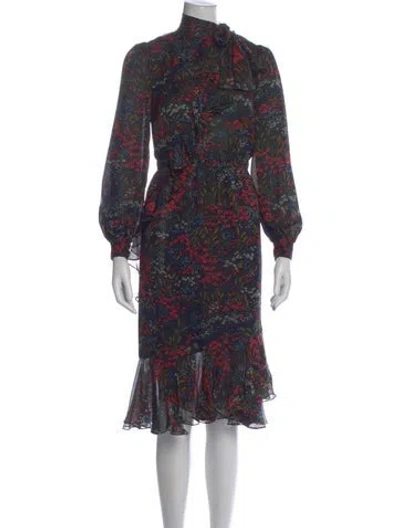 Pre-owned Co Silk Midi Length Dress In Black
