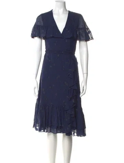 Pre-owned Co Silk Midi Length Dress In Blue