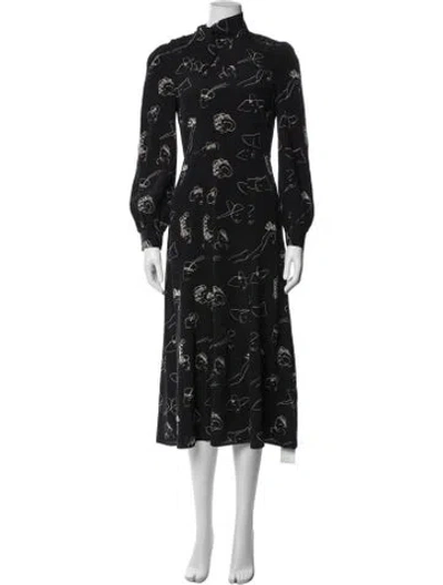 Pre-owned Co Silk Midi Length Dress In Blue