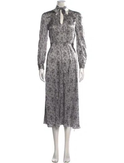 Pre-owned Co Silk Midi Length Dress In Gray