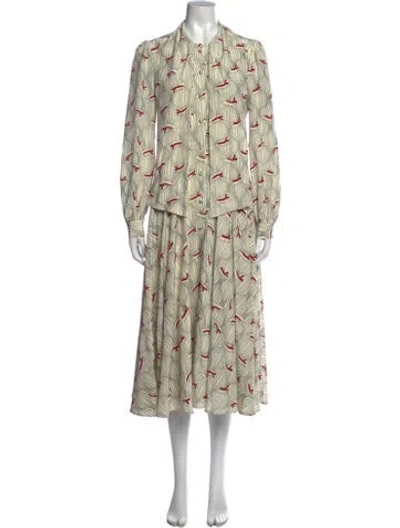 Pre-owned Co Silk Midi Length Dress In Neutral