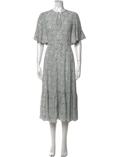Pre-owned Co Silk Midi Length Dress In White