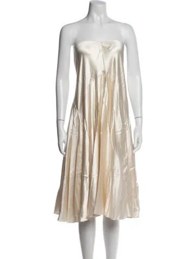 Pre-owned Co Silk Midi Length Skirt In Neutrals