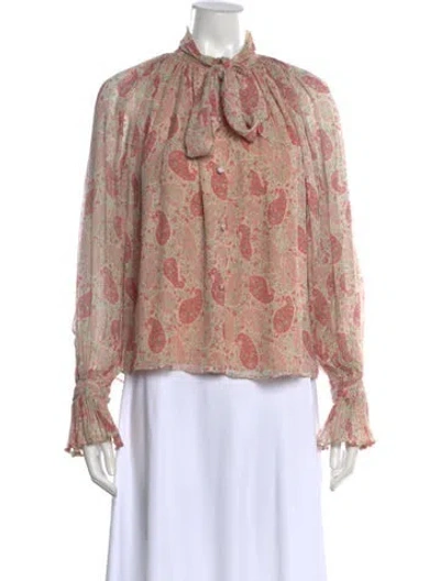 Pre-owned Co Silk Paisley Print Blouse In Neutral