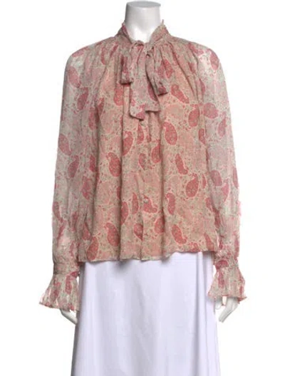 Pre-owned Co Silk Paisley Print Blouse In Neutral