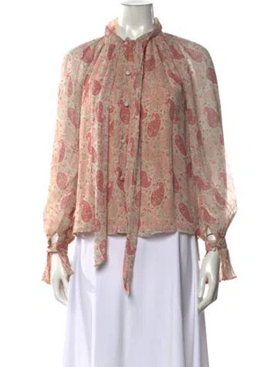 Pre-owned Co Silk Paisley Print Blouse In Pink