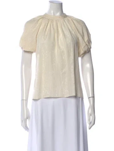 Pre-owned Co Silk Patterned Blouse In White