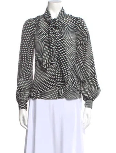 Pre-owned Co Silk Polka Dot Print Blouse In Black
