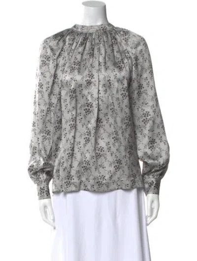 Pre-owned Co Silk Printed Blouse In Blue